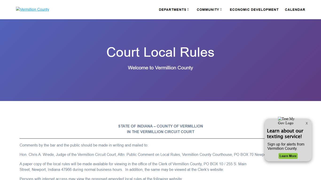 Court Local Rules – Vermillion County